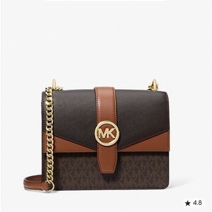 Michael Kors Brown Logo Crossbody Bag with Gold Accents